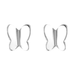 Boucles d'Oreilles Enfant Puces Papillons OR 750/1000 Blanc
