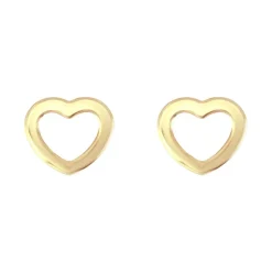 Boucles d'Oreilles Enfant Puces OR 375/1000 Jaune Coeurs