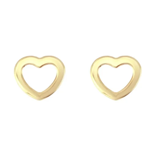 Boucles d'Oreilles Enfant Puces OR 375/1000 Jaune Coeurs
