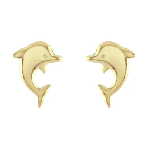 Boucles d'Oreilles Enfant Puces Dauphins OR 375/1000 Jaune