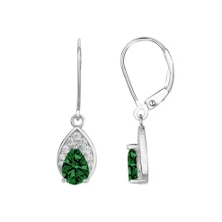 Boucles d'Oreilles Femme Pendantes EDORA ARGENT 925/1000 et Spinelles Vertes EDO70400525