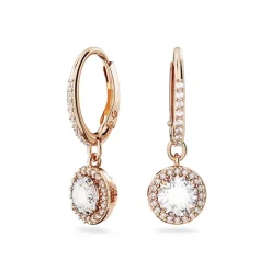Boucles d'Oreilles Femme Pendantes Swarovski Una Angelic Doré Rose et Cristaux 5638769