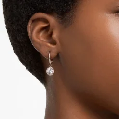 Boucles d'Oreilles Femme Pendantes Swarovski Una Angelic Doré Rose et Cristaux 5638769