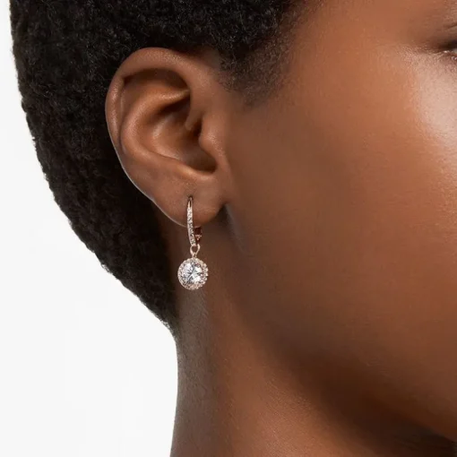 Boucles d'Oreilles Femme Pendantes Swarovski Una Angelic Doré Rose et Cristaux 5638769