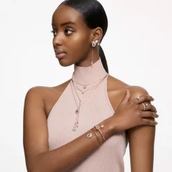 Boucles d'Oreilles Femme Pendantes Swarovski Una Angelic Doré Rose et Cristaux 5638769