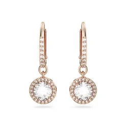 Boucles d'Oreilles Femme Pendantes Swarovski Una Angelic Doré Rose et Cristaux 5638769