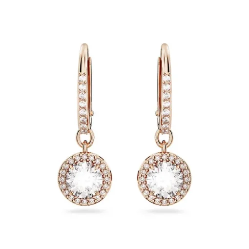 Boucles d'Oreilles Femme Pendantes Swarovski Una Angelic Doré Rose et Cristaux 5638769