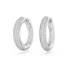 Boucles d'Oreilles Femme Anneaux SWAROVSKI DEXTERA MEDIUM Métal Rhodié Blanc