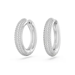 Boucles d'Oreilles Femme Anneaux SWAROVSKI DEXTERA MEDIUM Métal Rhodié Blanc