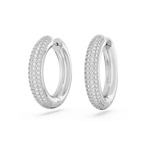 Boucles d'Oreilles Femme Anneaux SWAROVSKI DEXTERA MEDIUM Métal Rhodié Blanc