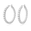 Boucles d'Oreilles Femme Anneaux SWAROVSKI MATRIX Métal Rhodié Blanc