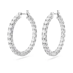 Boucles d'Oreilles Femme Anneaux SWAROVSKI MATRIX Métal Rhodié Blanc