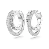 Boucles d'Oreilles Femme Anneaux SWAROVSKI ROTA Métal Rhodié Blanc