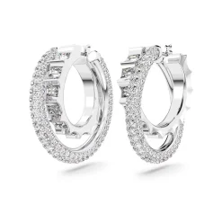 Boucles d'Oreilles Femme Anneaux SWAROVSKI ROTA Métal Rhodié Blanc