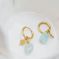 Boucles d'Oreilles Femme Anneaux ZAG PHINE NACRE Acier Doré
