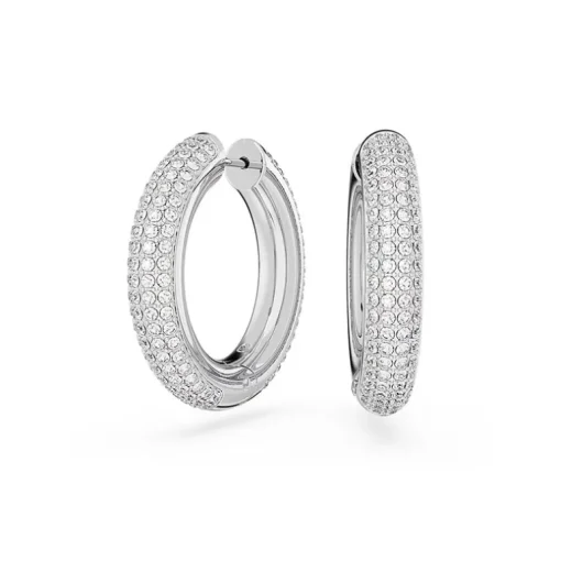 Boucles d'Oreilles Femme Anneaux SWAROVSKI DEXTERA MEDIUM Métal Rhodié Blanc