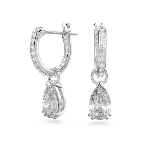 Boucles d'Oreilles Femme Anneaux SWAROVSKI MILLENIA Métal Rhodié Blanc