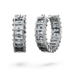 Boucles d'Oreilles Femme Anneaux SWAROVSKI MATRIX Métal Plaqué Ruthénium