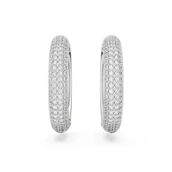 Boucles d'Oreilles Femme Anneaux SWAROVSKI DEXTERA MEDIUM Métal Rhodié Blanc