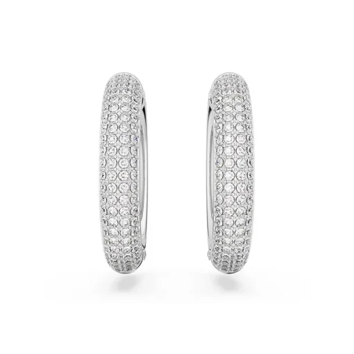 Boucles d'Oreilles Femme Anneaux SWAROVSKI DEXTERA MEDIUM Métal Rhodié Blanc