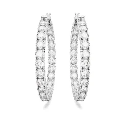 Boucles d'Oreilles Femme Anneaux SWAROVSKI MATRIX Métal Rhodié Blanc