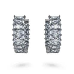 Boucles d'Oreilles Femme Anneaux SWAROVSKI MATRIX Métal Plaqué Ruthénium