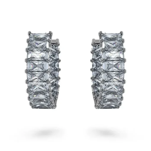 Boucles d'Oreilles Femme Anneaux SWAROVSKI MATRIX Métal Plaqué Ruthénium