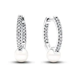 Boucles d'Oreilles Femme Créoles Pandora Timeless Perle de Culture d'Eau Douce Traitée & Pavé 293171C01
