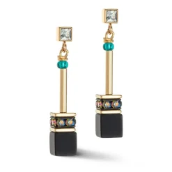 Boucles d'Oreilles Femme COEUR DE LION GEOCUBE® ICONIC NATURE CHAIN NOIR MULTICOLORE Acier Doré