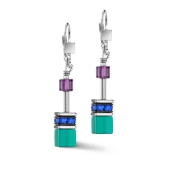 Boucles d'Oreilles Femme COEUR DE LION GEOCUBE® ICONIC TURQUOISE MAUVE Acier Inoxydable