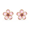 Boucles d'Oreilles Femme Clous SWAROVSKI FLORERE ROSE Plaqué Ton Or