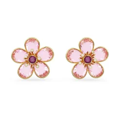 Boucles d'Oreilles Femme Clous SWAROVSKI FLORERE ROSE Plaqué Ton Or