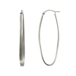 Boucles d'oreilles Femme Créoles Allongées PHEBUS acier argenté