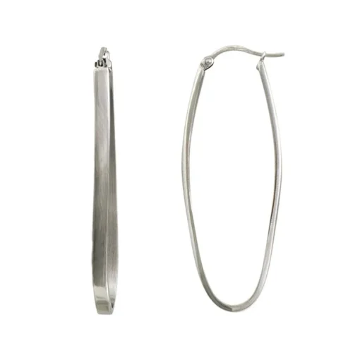 Boucles d'oreilles Femme Créoles Allongées PHEBUS acier argenté
