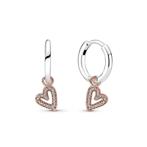 Boucles d'Oreilles Femme Créoles Pandora Moments Esquisse de Cœur Scintillantes 280090C01
