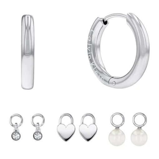 Boucles d'oreilles femme créoles CALVIN KLEIN HUGGIE acier argenté