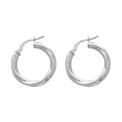 Boucles d'Oreilles Femme Créoles OR 375/1000 Blanc