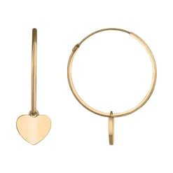 Boucles d'Oreilles Femme Créoles Coeurs PLAQUE OR Jaune