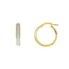 Boucles d'Oreilles Femme Créoles OR 375/1000 Jaune et Glitter