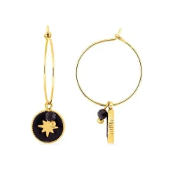 Boucles d'Oreilles Femme Créoles EDORA Etoiles Acier Doré EDO435670