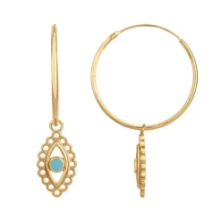 Boucles d'Oreilles Femme Créoles Oeil de protection PLAQUE OR Jaune