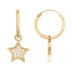 Boucles d'Oreilles Femme Créoles Etoiles PLAQUE OR Jaune et Oxydes