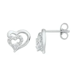 Boucles d'Oreilles Femme Coeurs ARGENT 925/1000 et Oxydes