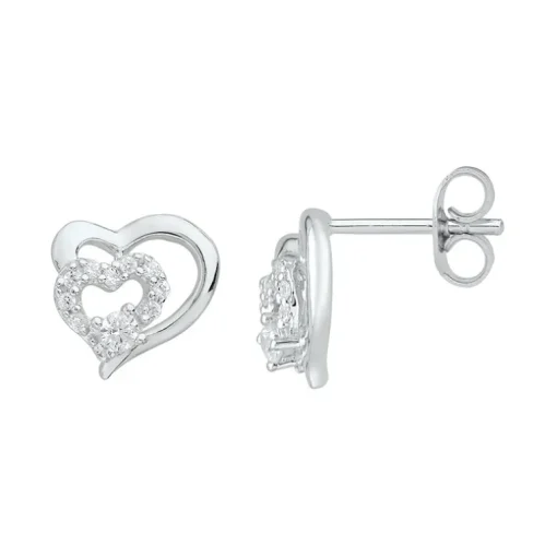 Boucles d'Oreilles Femme Coeurs ARGENT 925/1000 et Oxydes