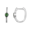 Boucles d'Oreilles Femme Créoles EDORA ARGENT 925/1000 et Spinelles Vertes 70400665