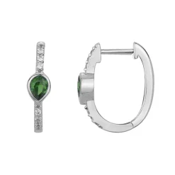 Boucles d'Oreilles Femme Créoles EDORA ARGENT 925/1000 et Spinelles Vertes 70400665