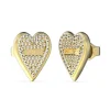 Boucles d'Oreilles Femme Coeur Guess Bijoux Acier Doré et Strass JUBE03251JWYG