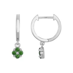 Boucles d'Oreilles Femme Créoles ARGENT 925/1000 et Spinelles Vertes EDO70400686