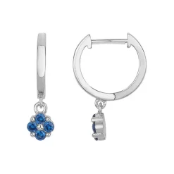 Boucles d'Oreilles Femme Créoles ARGENT 925/1000 et Spinelles Bleues EDO70400685