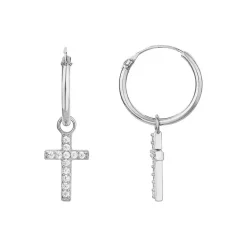 Boucles d'Oreilles Femme Créoles EDORA ARGENT 925/1000 Croix 60400025